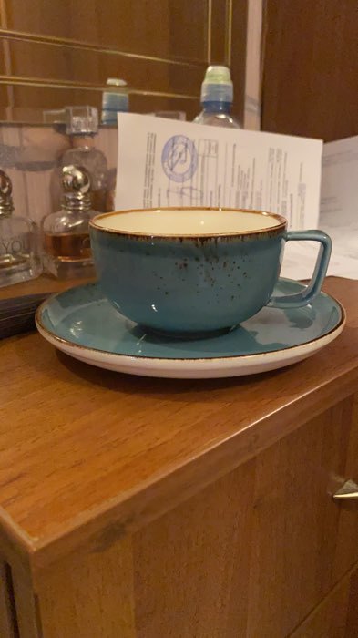Фотография покупателя товара Чайная пара фарфоровая Magistro «Церера», 2 предмета: чашка 250 мл, блюдце d=16,5 см, цвет голубой