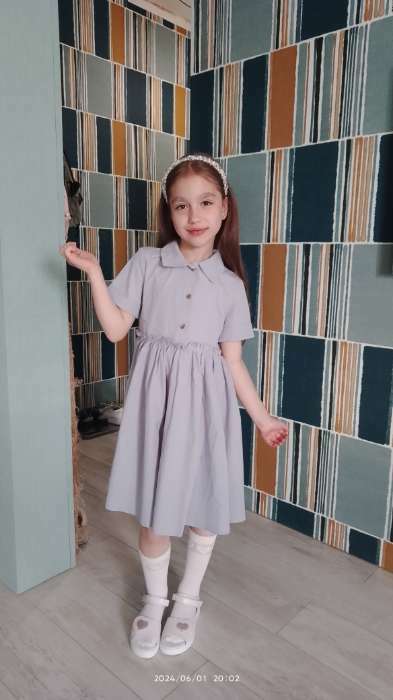Фотография покупателя товара Платье для девочки с воротником KAFTAN, размер 34 (122-128), цвет молочный - Фото 1