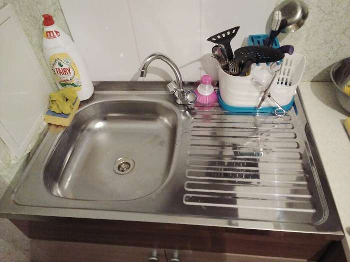 Фотография покупателя товара Мойка кухонная "Владикс", накладная, без сифона, 80х50 см, левая, нержавеющая сталь 0.4 мм - Фото 1