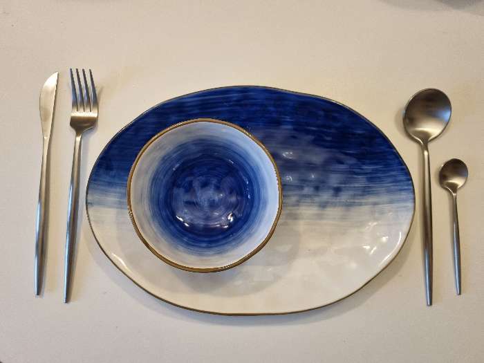Фотография покупателя товара Блюдо фарфоровое Доляна «Космос», 30,8×21,7×3,3 см, цвет синий - Фото 5