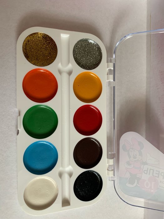 Фотография покупателя товара Акварель 8 цветов + 2 цвета с блёстками (золото, серебро), "Минни", Минни Маус - Фото 1