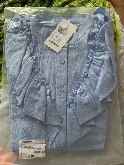 Фотография покупателя товара Блузка для девочки MINAKU цвет светло-голубой, рост 128 см - Фото 3