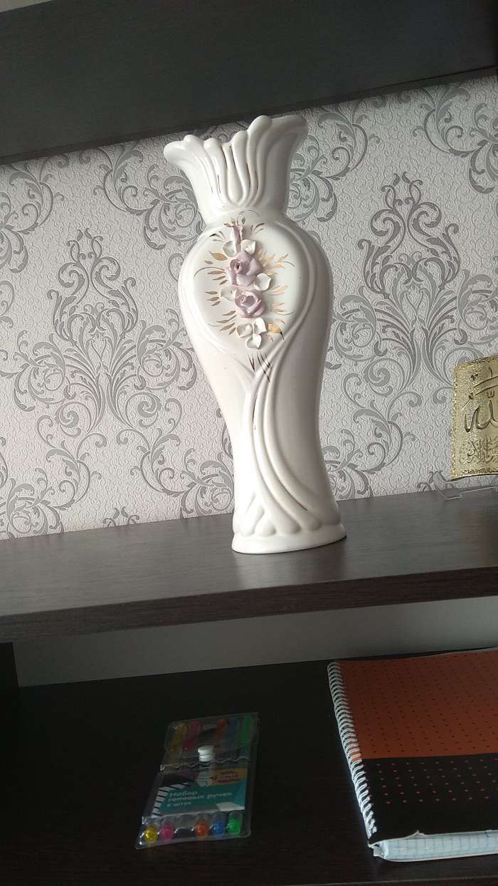 Фотография покупателя товара Ваза керамическая "Диана", 32 см лепка, белая, - Фото 1