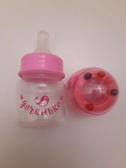Фотография покупателя товара Бутылочка для кормления «Доченька», классическое горло, с погремушкой, 60 мл., от 0 мес., цвет розовый - Фото 2