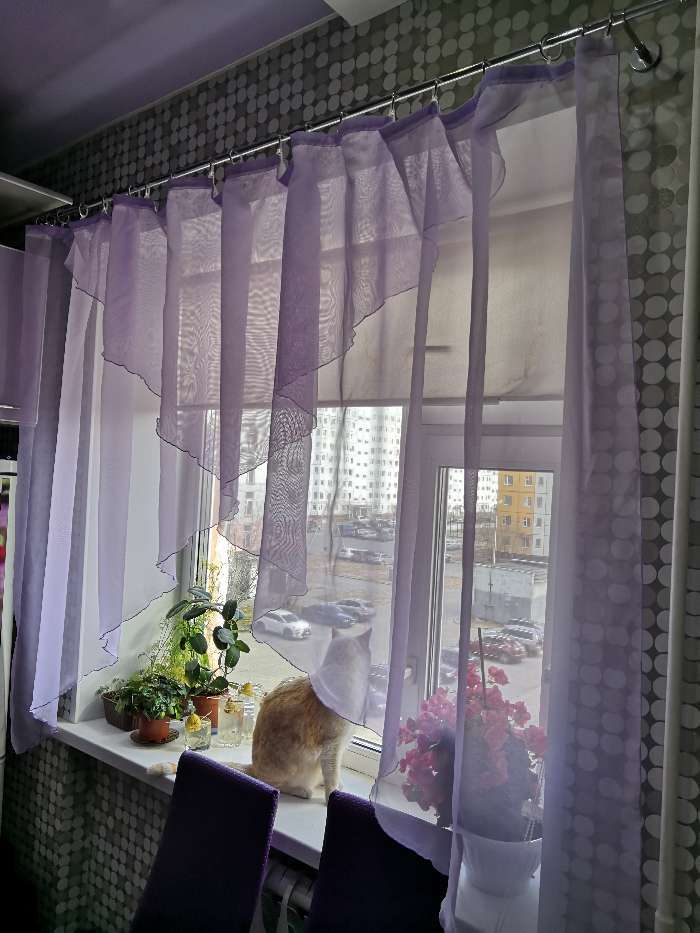 Фотография покупателя товара Комплект штор для кухни Witerra Марианна 300х160см, сирень, пэ100% - Фото 2