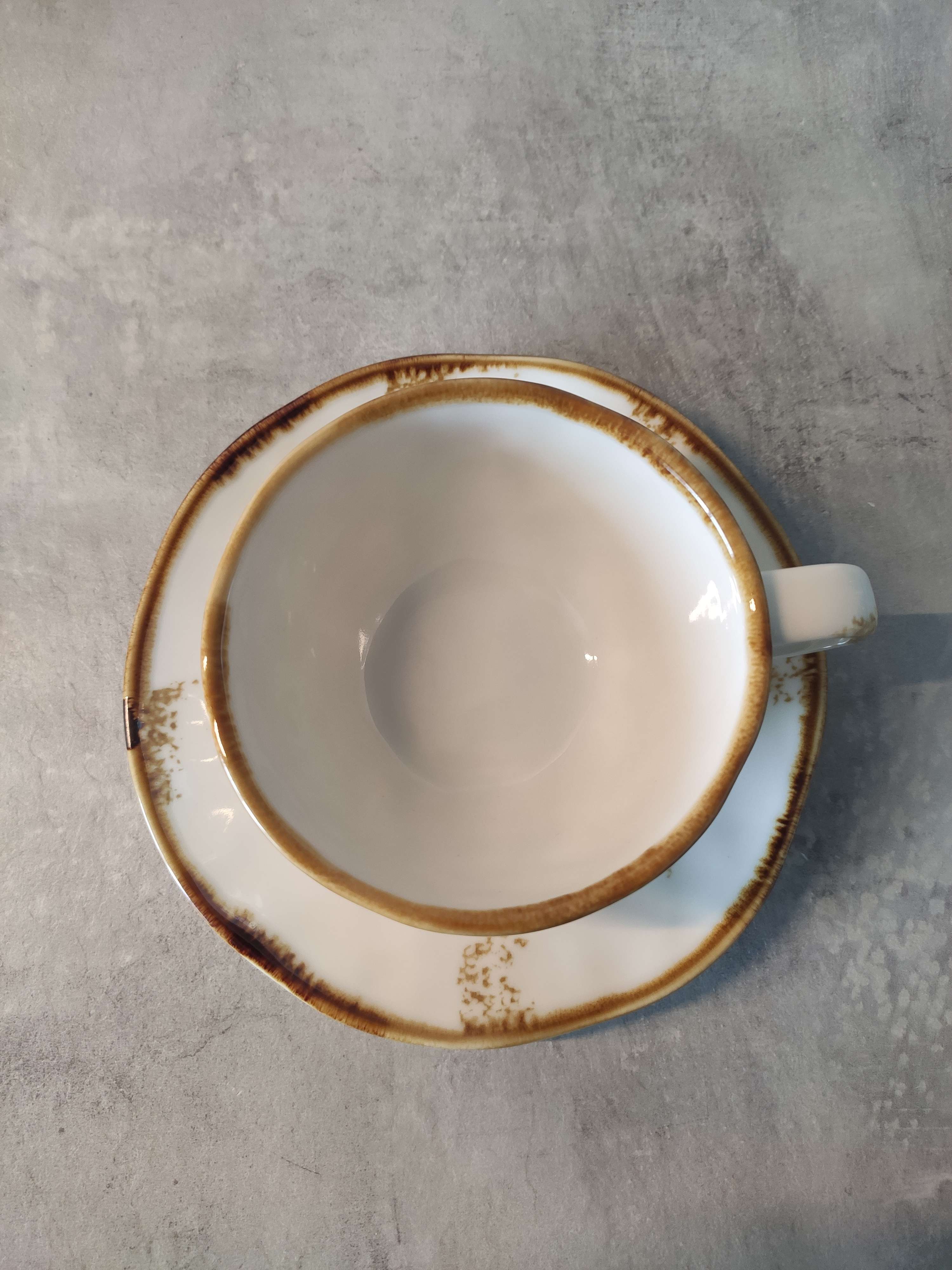 Фотография покупателя товара Чайная пара фарфоровая Доляна Organic Gold, 2 предмета: чашка 230 мл, блюдце d=16 см, цвет белый - Фото 5