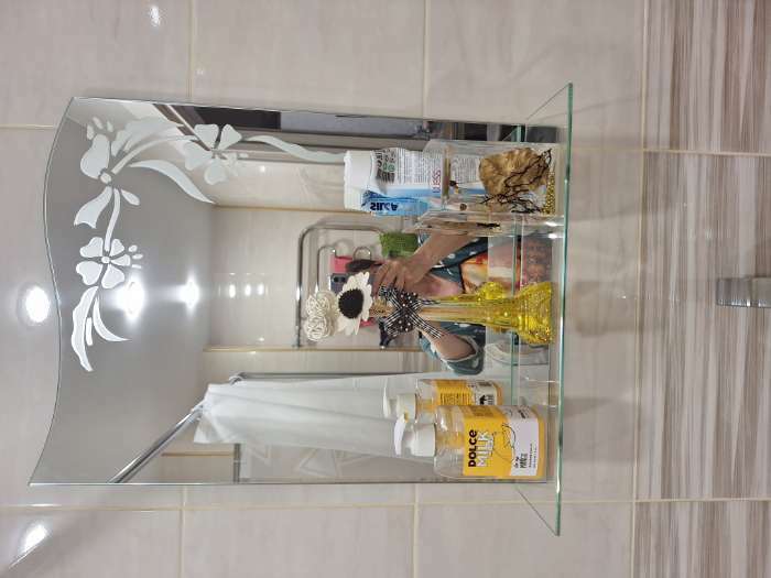 Фотография покупателя товара Зеркало интерьерное настенное, с пескоструйной графикой, с полкой, 55×40 см - Фото 1