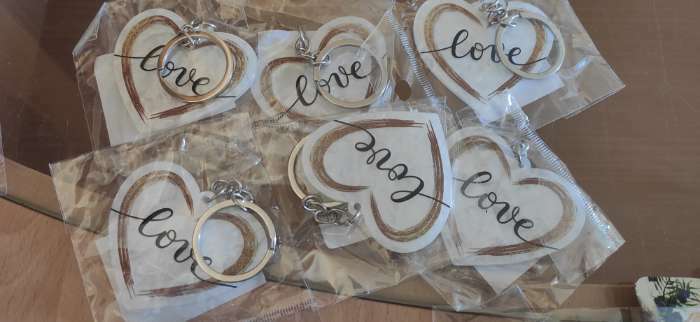 Фотография покупателя товара Брелок для ключей акриловый «Love», 5,2 х 6 см - Фото 2