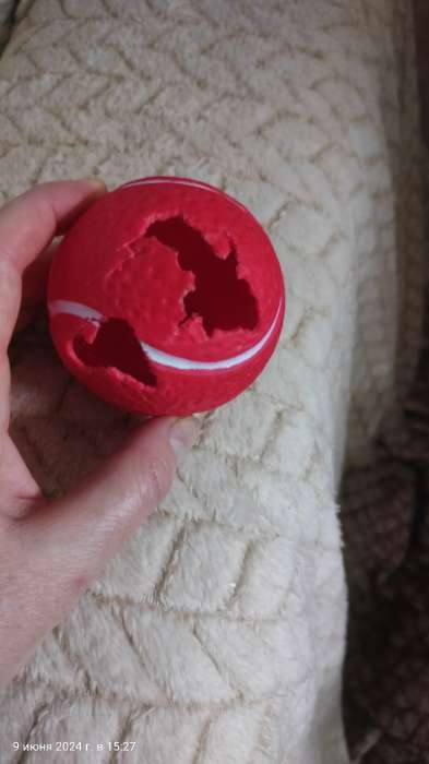 Фотография покупателя товара Игрушка пищащая "Теннисный мяч" для собак, 7,5 см, красная - Фото 2