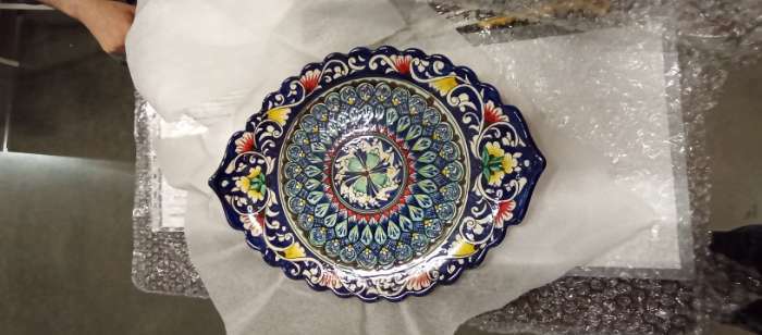 Фотография покупателя товара Ляган узбекский Риштанская Керамика «Лодка», d=31 см, синий - Фото 1