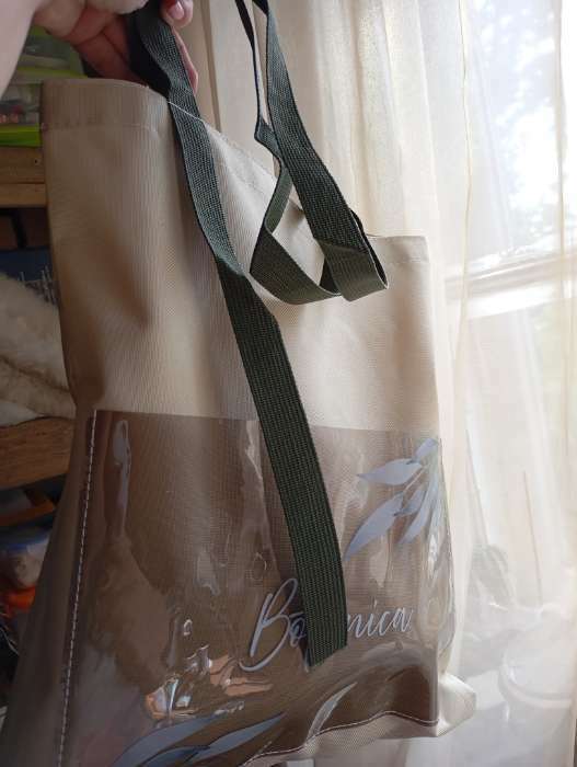 Фотография покупателя товара Шопер текстильный Botanica с карманом, 35 х 0,5 х 40 см, бежевый