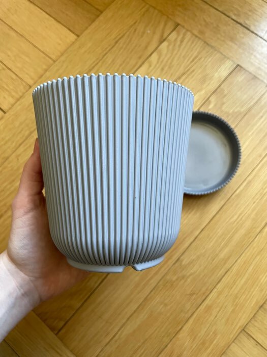 Фотография покупателя товара Горшок для цветов с поддоном, 12×11.5 см, пластиковый, серый - Фото 9