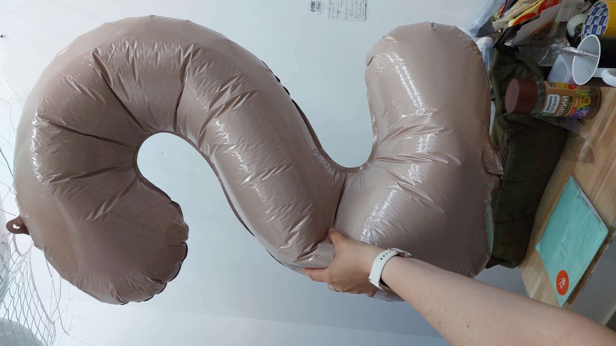 Фотография покупателя товара Шар воздушный фольгированный 40'' «Цифра 2», Slim, мистик крем - Фото 9