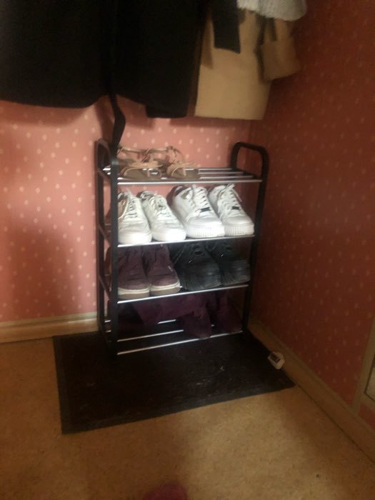 Фотография покупателя товара Обувница Доляна, 4 яруса, 42×19×60 см, цвет чёрный - Фото 5