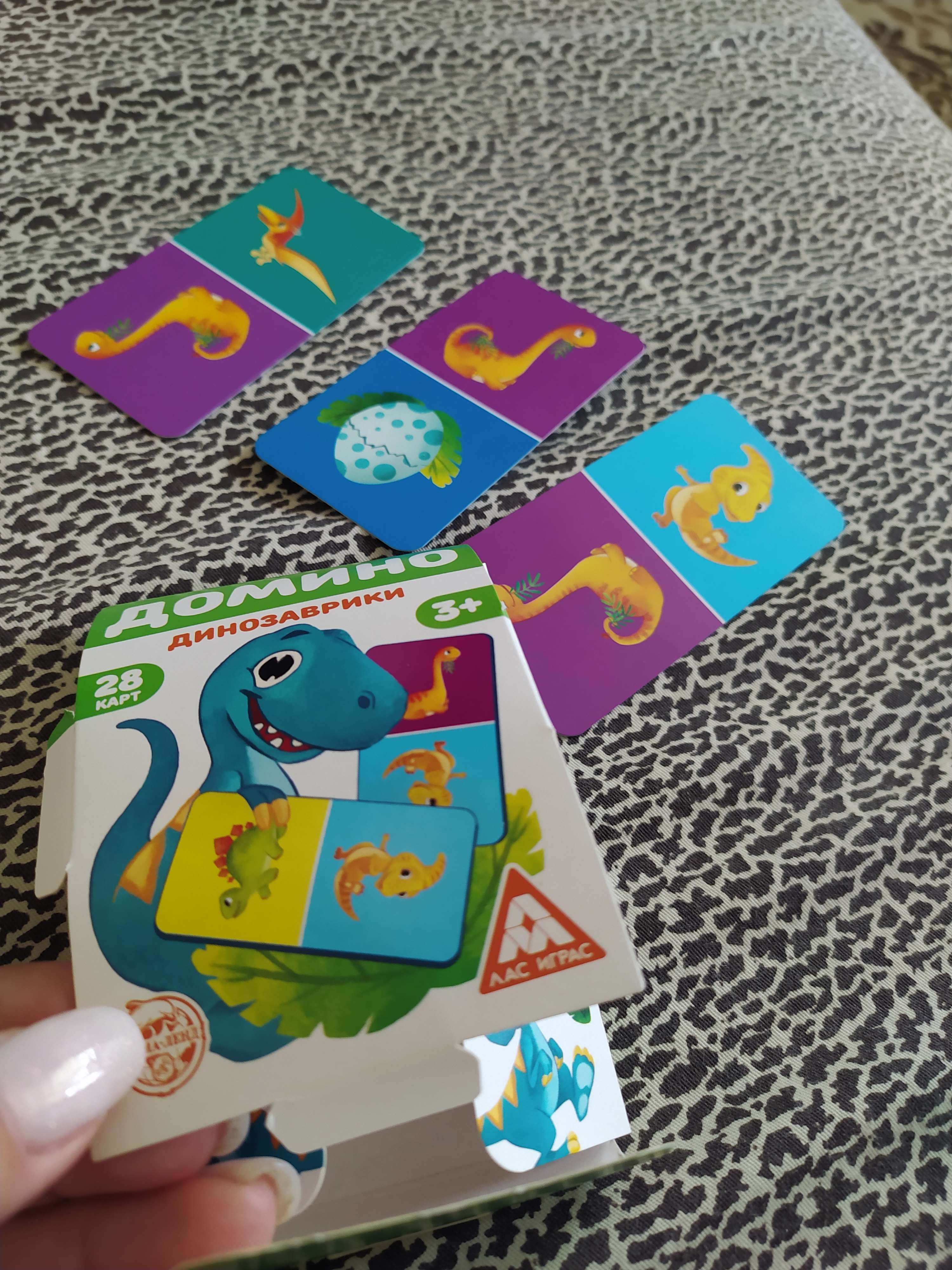 Фотография покупателя товара Настольная игра «Домино. Динозаврики», 28 карт, 3+ - Фото 1