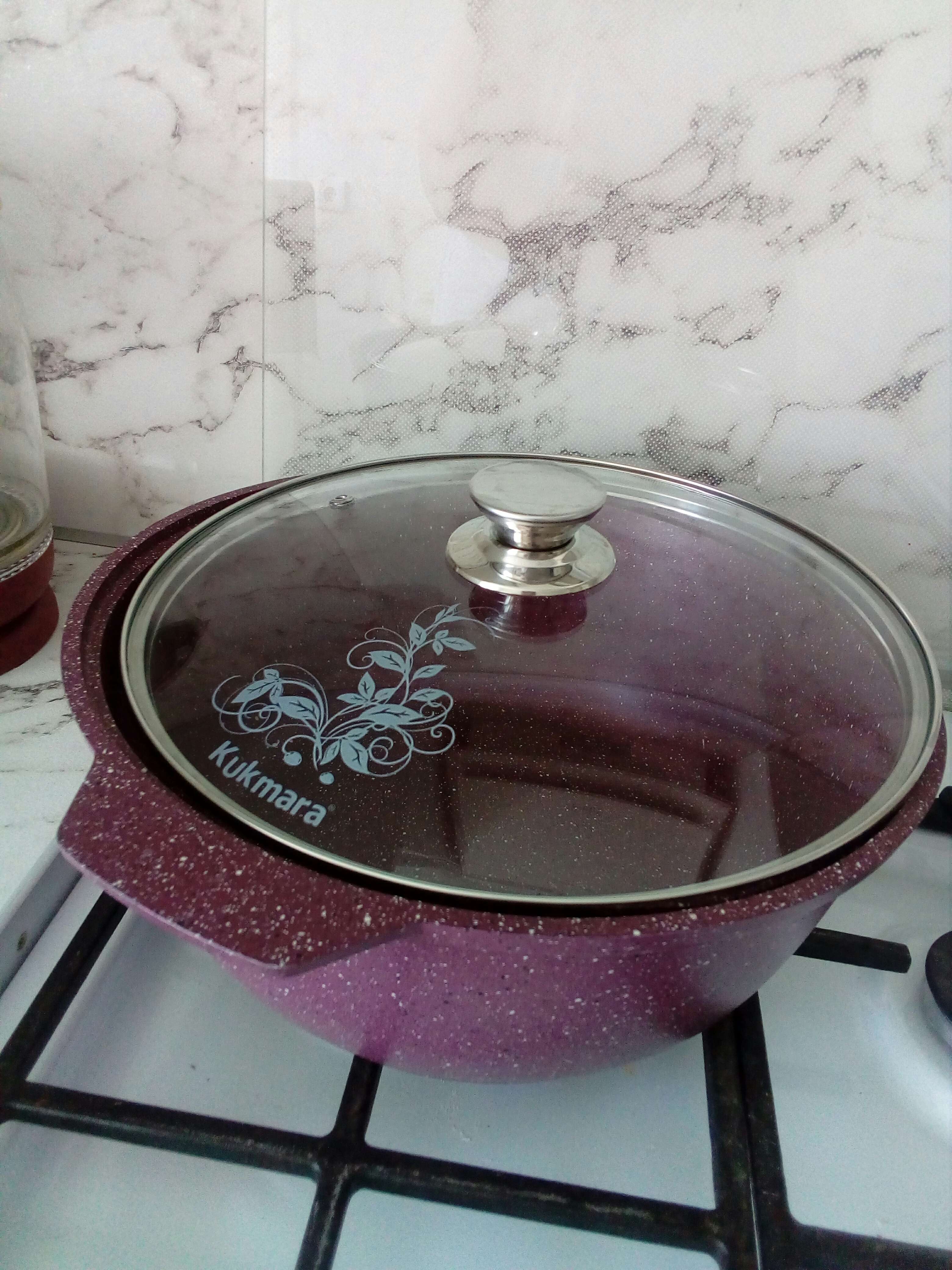 Фотография покупателя товара Жаровня Trendy style, 4 л, d=28 см, стеклянная крышка, антипригарное покрытие, цвет фиолетовый