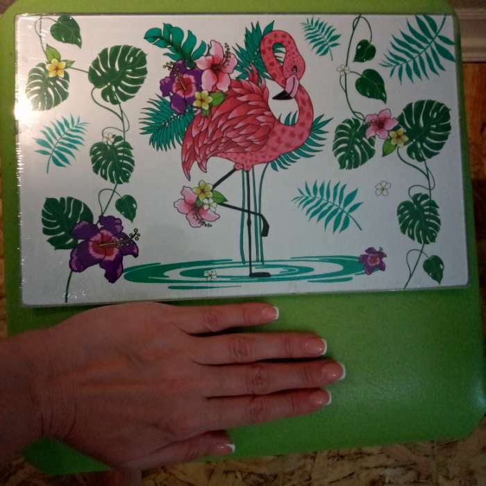 Фотография покупателя товара Разделочная доска-подставка «Фламинго», 18×18 см, цвет МИКС - Фото 1