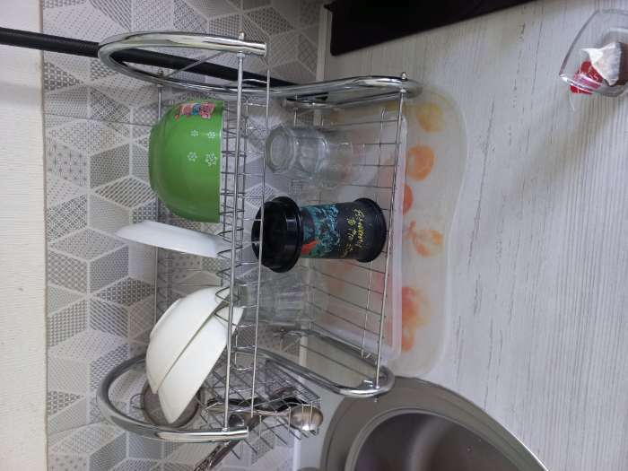 Фотография покупателя товара Сушилка для посуды Доляна «Стойка», S-образная, 40×23,5×34 см, цвет хром - Фото 5