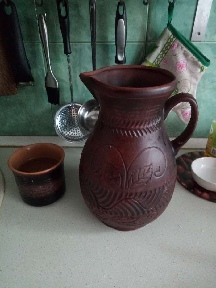 Фотография покупателя товара Кувшин "Классический", декор, красная глина, 3 л, микс - Фото 1