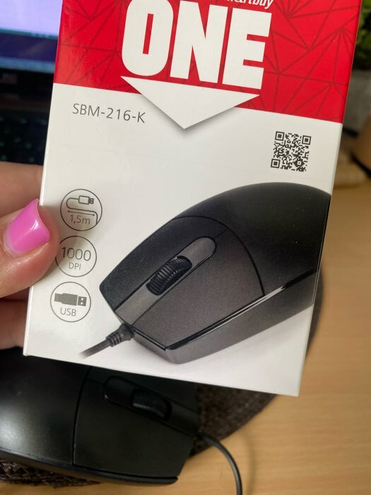 Фотография покупателя товара Мышь Smartbuy ONE 216-K , проводная, оптическая, 1000 dpi, USB, чёрная - Фото 1