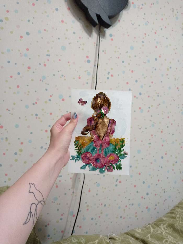 Фотография покупателя товара Алмазная мозаика с частичным заполнением на холсте «Девушка», 15 х 21 см