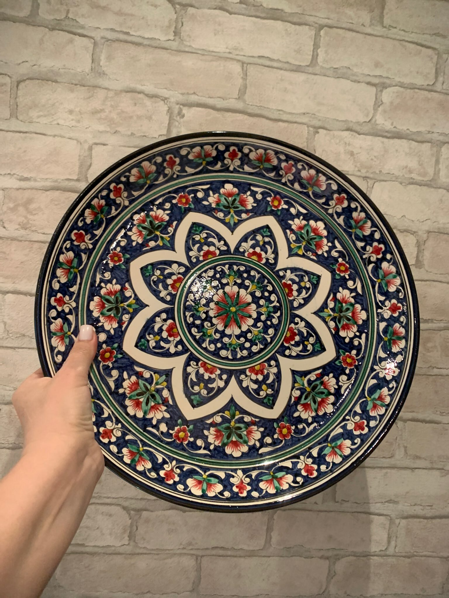 Фотография покупателя товара Ляган Риштанская Керамика "Цветы", 36 см, синий - Фото 2
