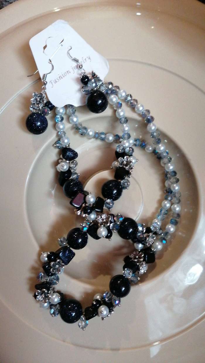 Фотография покупателя товара Набор 3 предмета: серьги, бусы, браслет, каменная долина "Авантюрин синий"