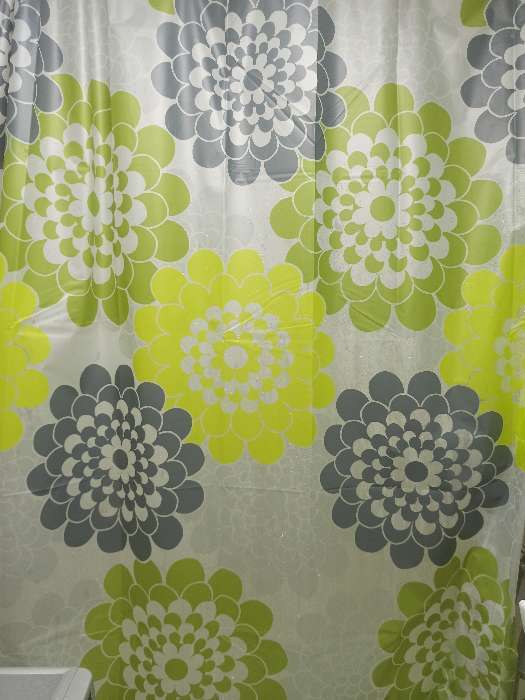 Фотография покупателя товара Штора для ванны Доляна «Зелёные цветы», 180×180 см, EVA