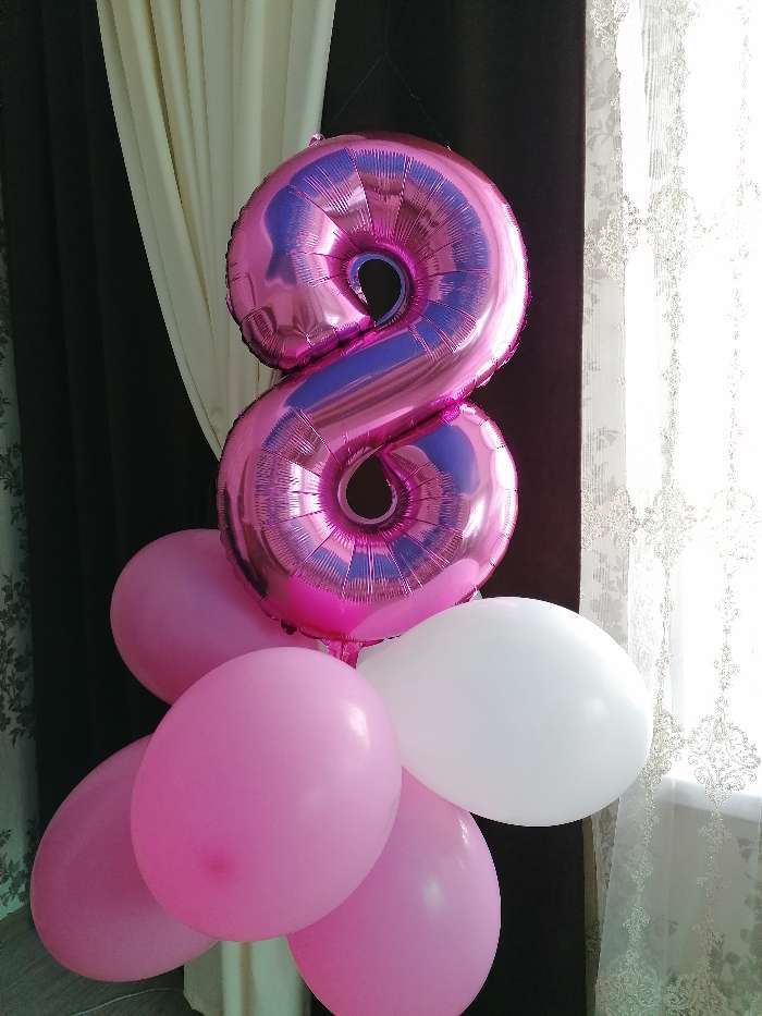 Фотография покупателя товара Букет из шаров «Цифра 8», фольга, латекс, набор 9 шт., цвет розовый, виды МИКС - Фото 4