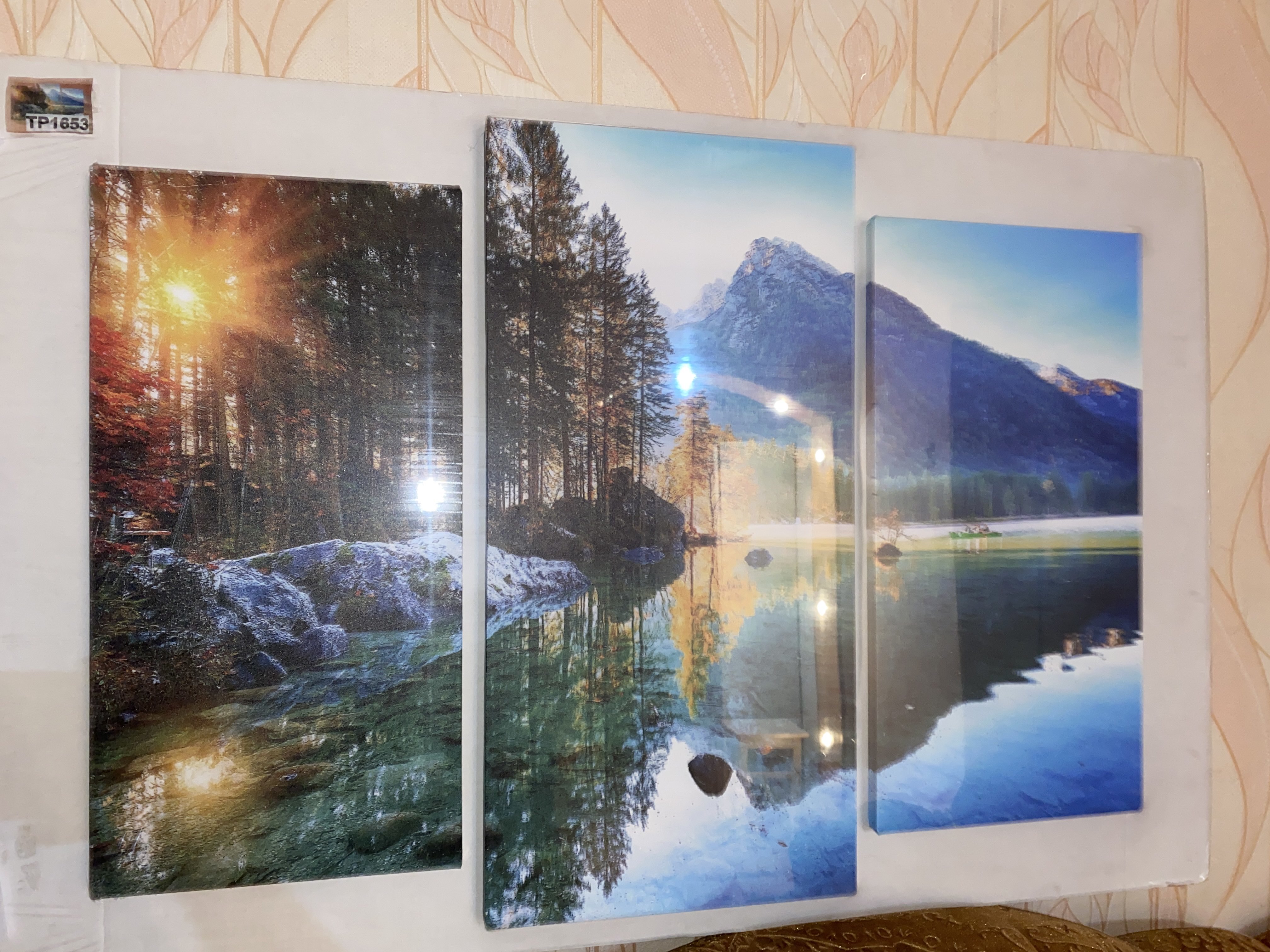 Фотография покупателя товара Модульная картина "Горное озеро" (2-25х50, 30х60 см)  60х80 см