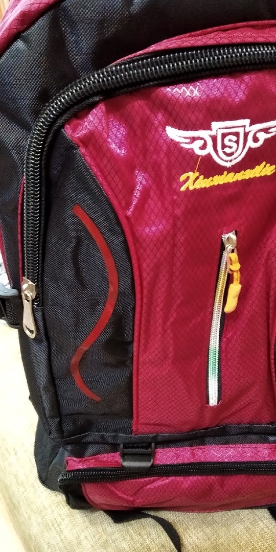 Фотография покупателя товара Рюкзак туристический, 65 л, отдел на молнии, наружный карман, цвет красный - Фото 4