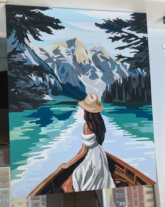 Фотография покупателя товара Картина по номерам на холсте с подрамником «Девушка в лодке», 40 х 50 см - Фото 3