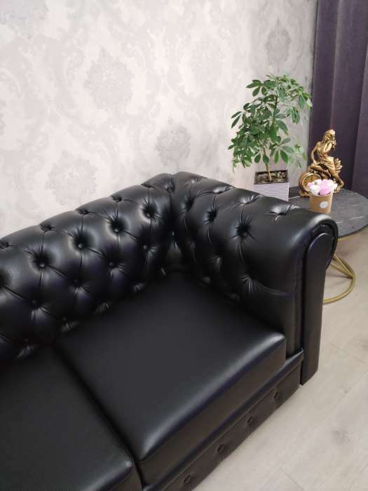 Фотография покупателя товара Диван "Честерфилд", 3х местный, экокожа коричневый - Фото 1