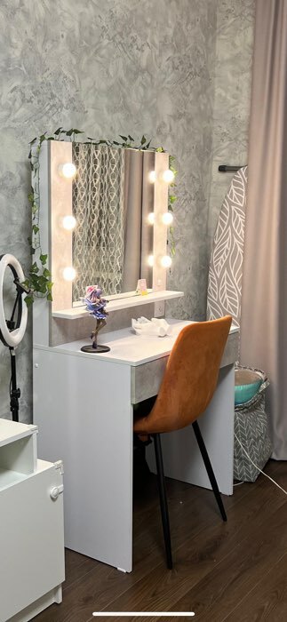 Фотография покупателя товара Стол туалетный «Акцент №12», 800 × 480 × 1500 мм, с подсветкой, цвет белый/цемент светлый - Фото 2