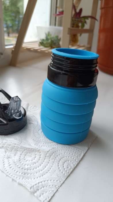 Фотография покупателя товара Бутылка для воды складная Доляна «Стоун», силикон, 530 мл, 7×21 см, цвет голубой - Фото 4