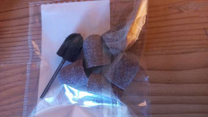 Фотография покупателя товара Набор для аппаратного маникюра и педикюра, основа, колпачки 5 шт., d=13×19 мм, абразивность 80 - Фото 2