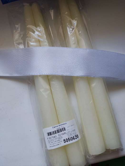 Фотография покупателя товара Набор свечей античных, 2,2х 25  см, лакированная 2 штуки, белый - Фото 2