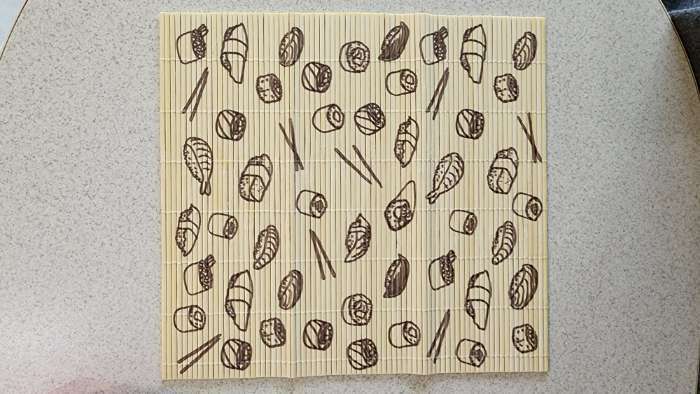 Фотография покупателя товара Циновка, коврик бамбуковый для ролл «Суши», 22×24 см - Фото 6