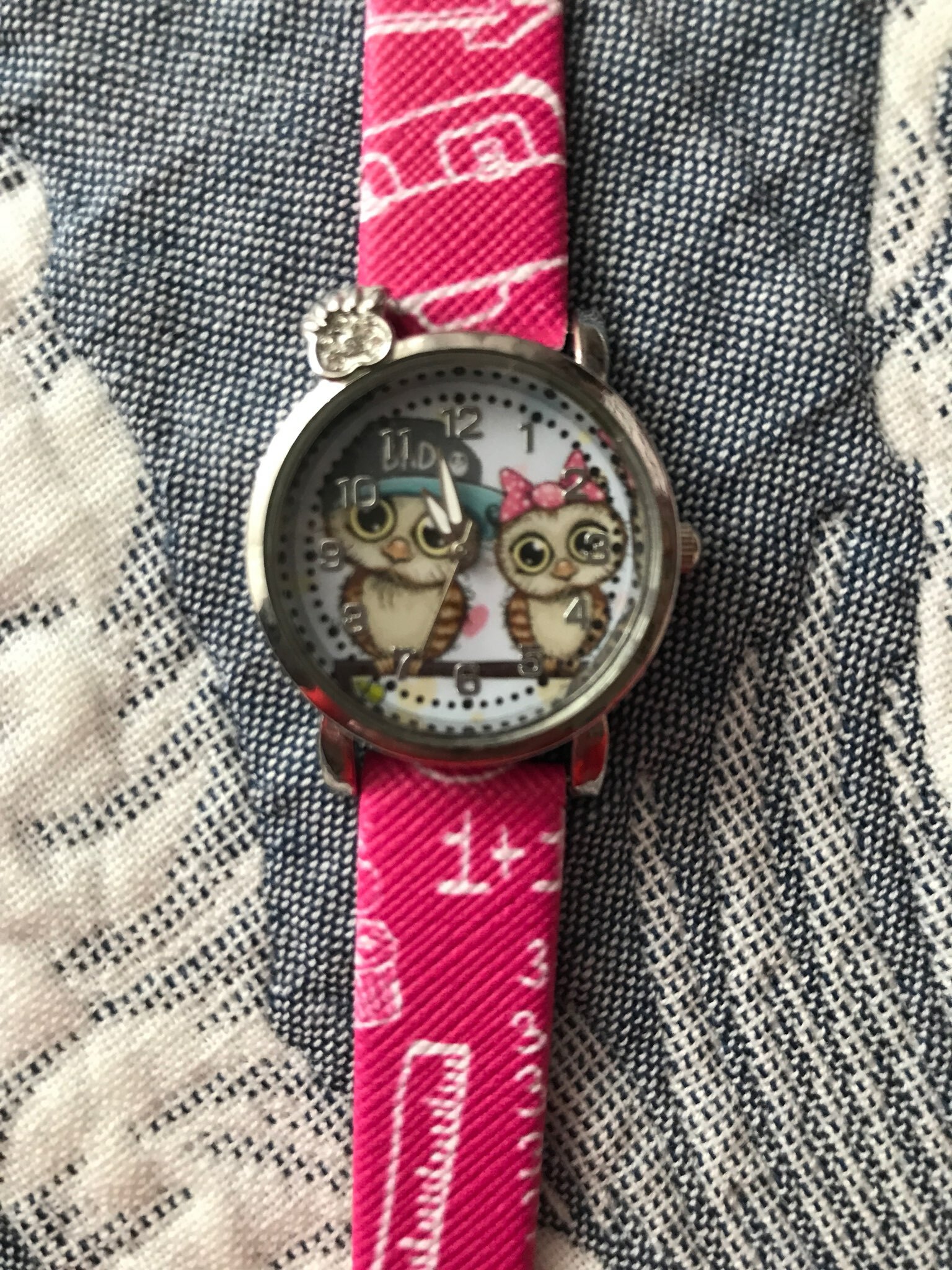 Фотография покупателя товара Часы наручные детские «Совушки», кварцевые, d=3 см, ремешок l-21 см - Фото 2