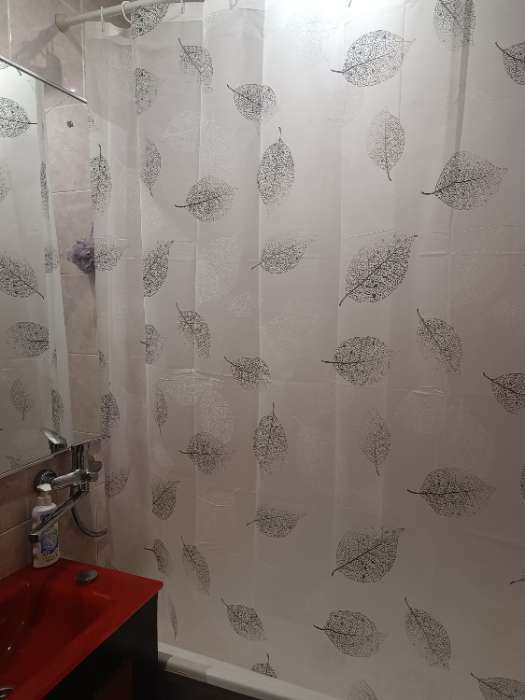 Фотография покупателя товара Штора для ванны Доляна «Чёрно-белые листья», 180×180 см, EVA - Фото 3