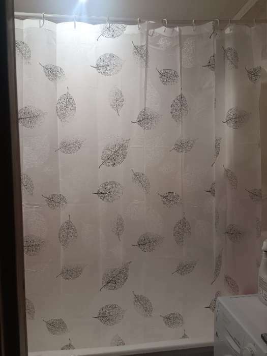 Фотография покупателя товара Штора для ванны Доляна «Чёрно-белые листья», 180×180 см, EVA - Фото 2