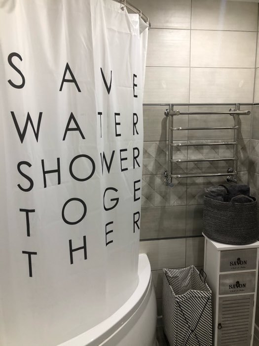 Фотография покупателя товара Штора для ванной «Save water»,145×180 см - Фото 3