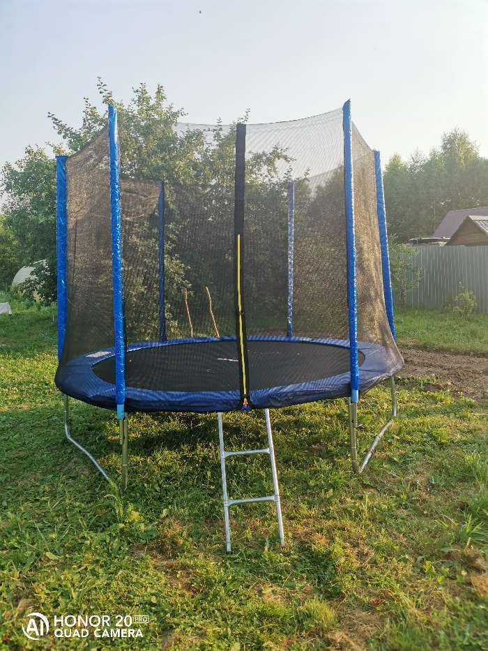 Фотография покупателя товара Батут ONLITOP, d=366 см, с внешней защитной сеткой высотой 173 см и лестницей, цвет синий - Фото 14