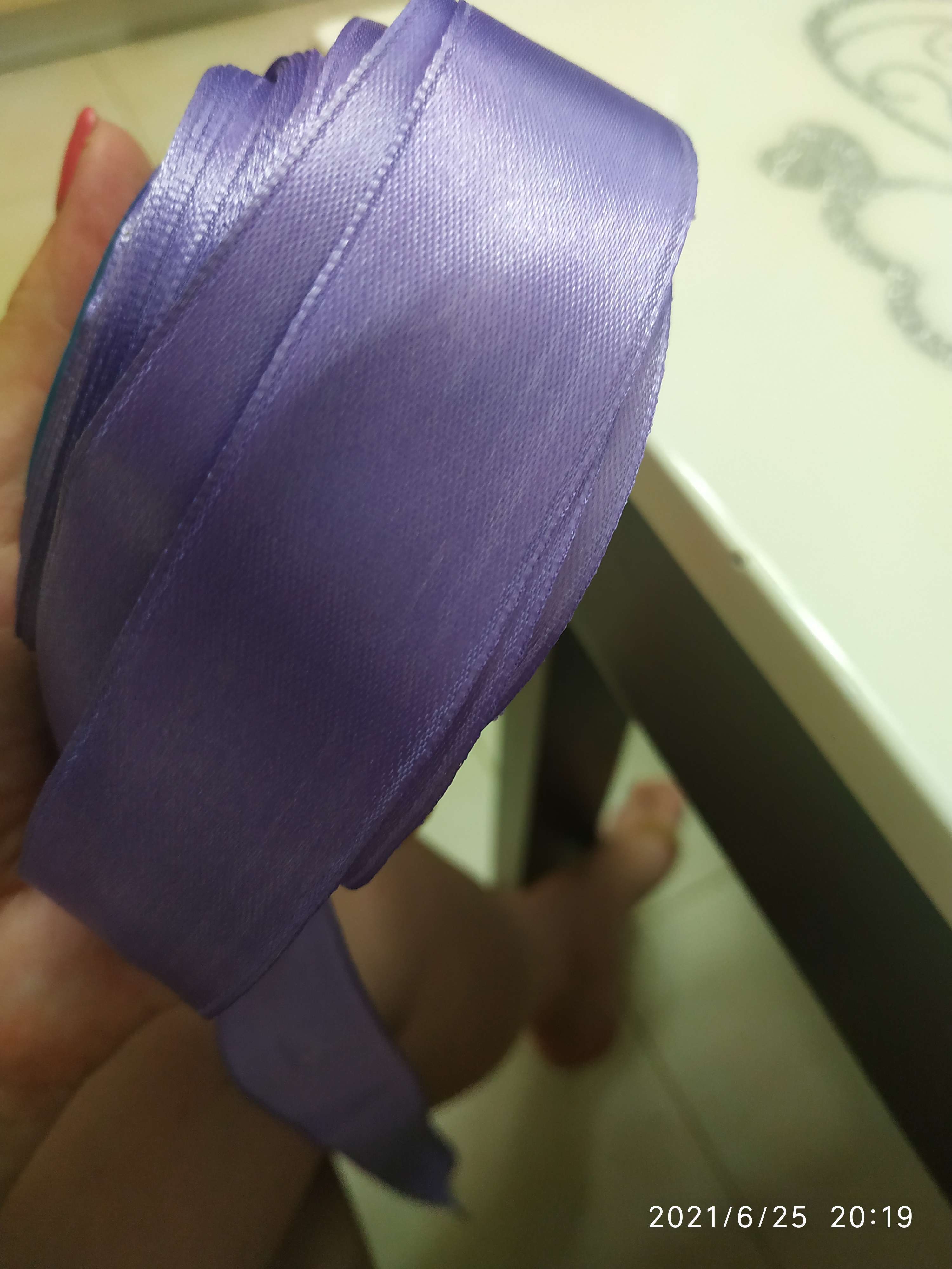 Фотография покупателя товара Лента атласная, 25 мм × 33 ± 2 м, цвет фиолетовый №082 - Фото 2