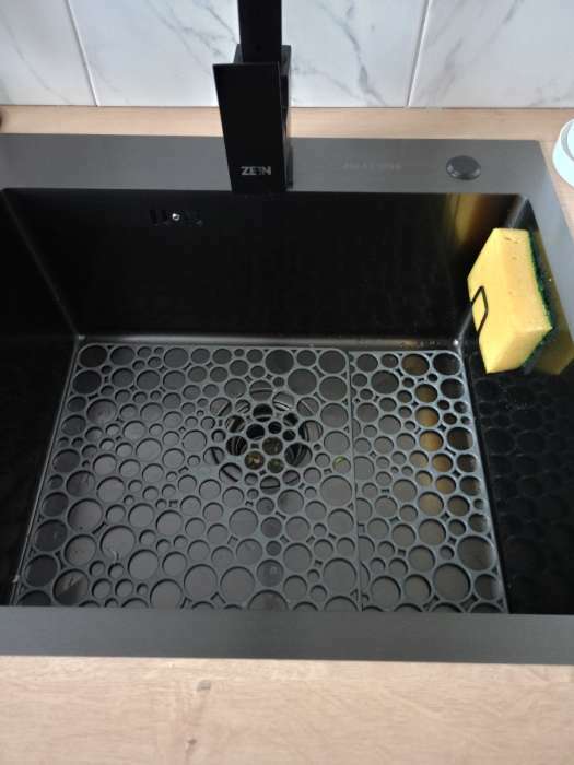 Фотография покупателя товара Мойка кухонная AFLORN AF95044F, врезная, S=3.0 и 0.8 мм, 50×44×22 см, сифон, графит - Фото 1