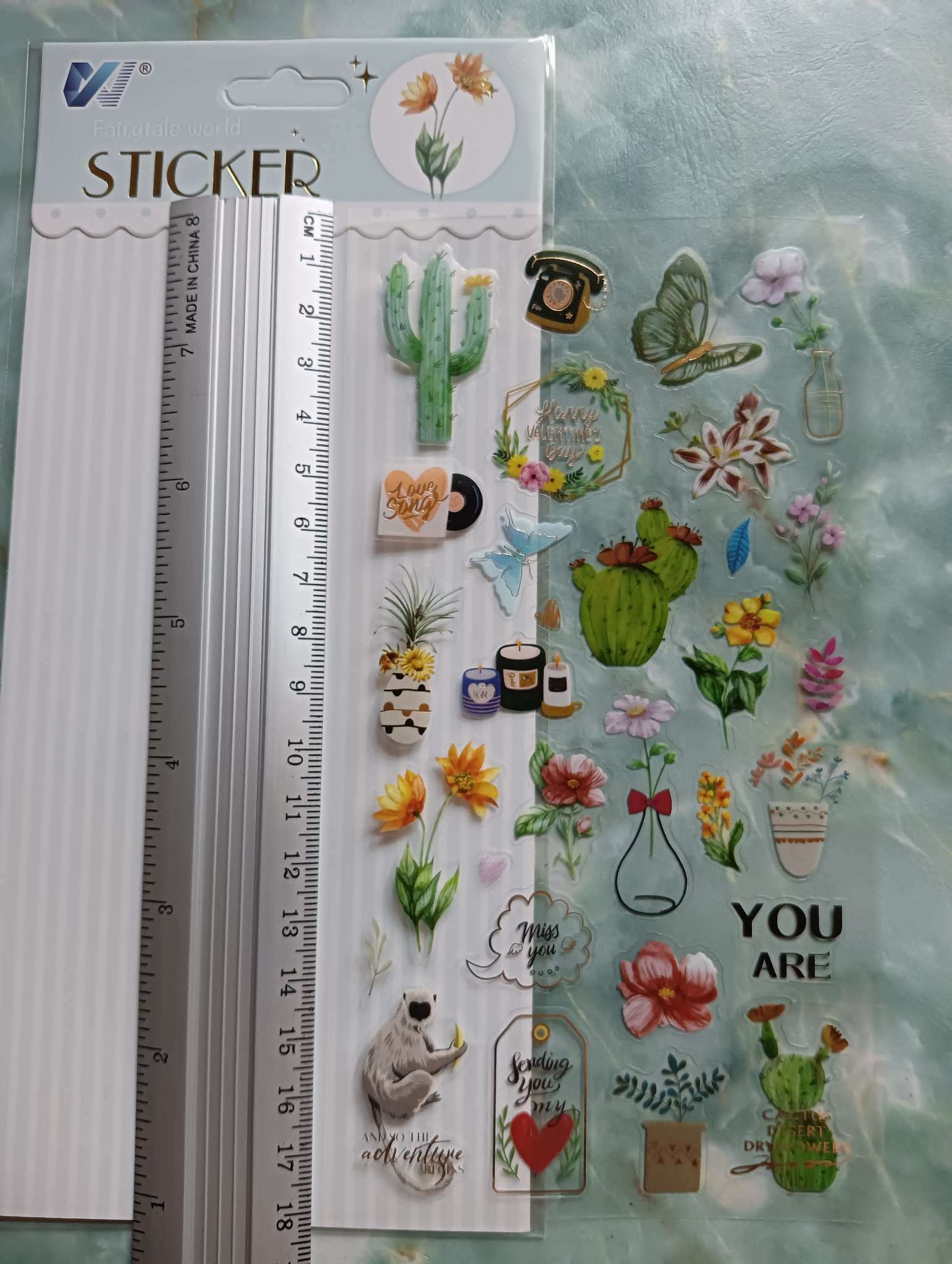 Фотография покупателя товара Наклейка пластик "Кактусы и цветы" 10,3х22,5 см