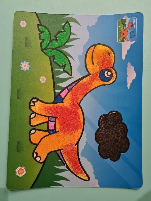 Фотография покупателя товара Фреска с цветным основанием «Динозавр» 9 цветов песка по 2 г