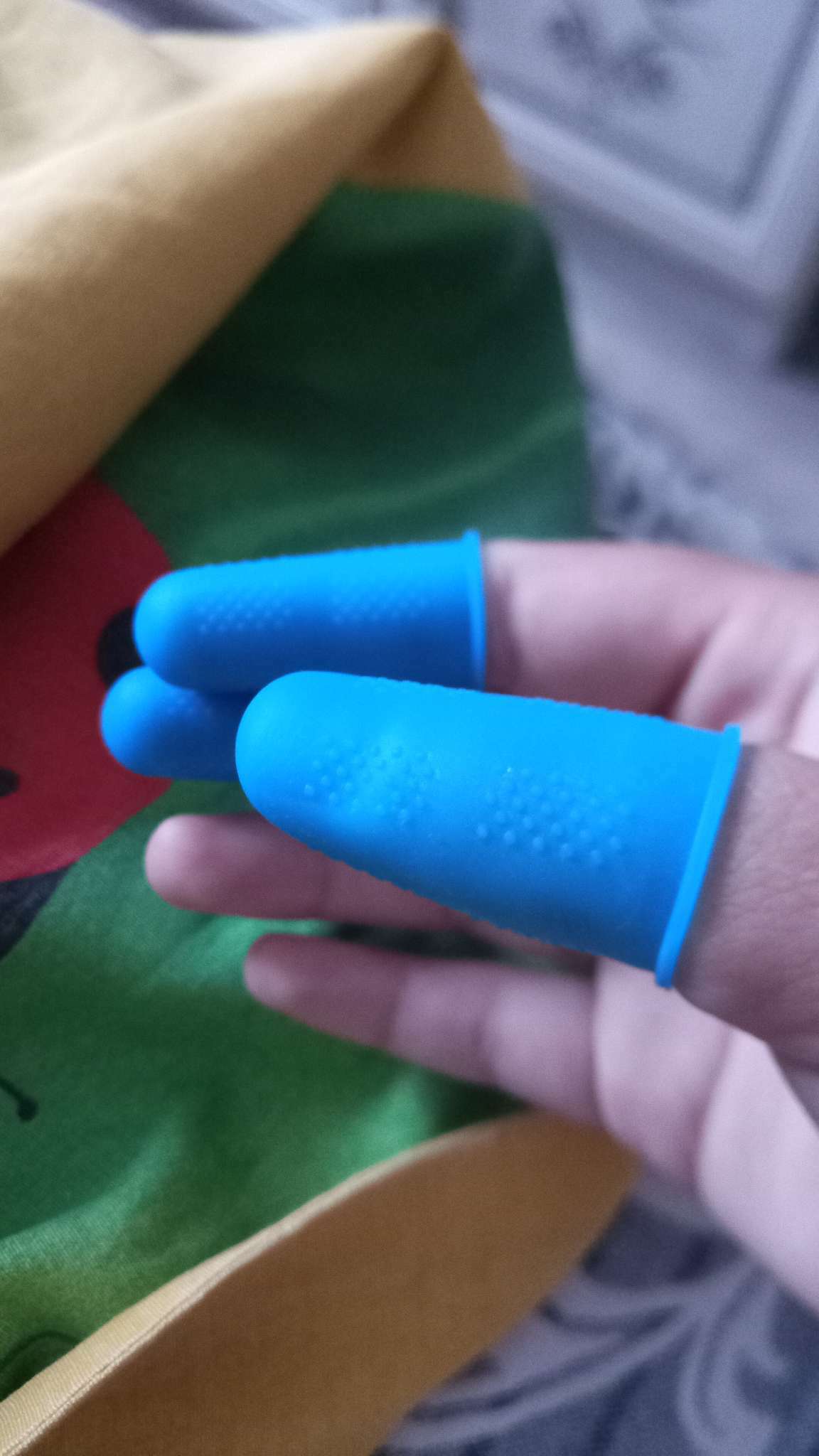 Фотография покупателя товара Колпачки для защиты пальцев при глажке утюгом, силиконовые, «М», 1.8×4.4 см, 3 шт., синие - Фото 1