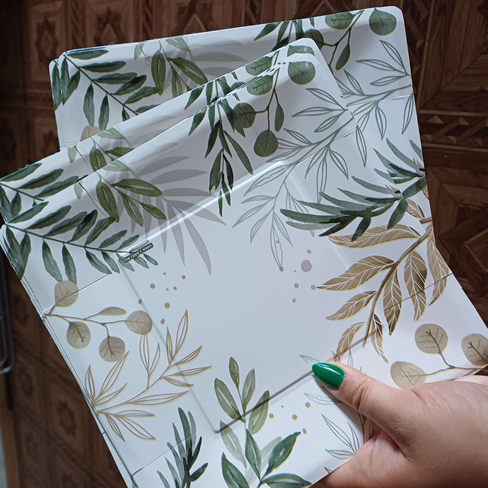 Фотография покупателя товара Тарелка одноразовая бумажная квадратная «Эко»,21 см - Фото 2