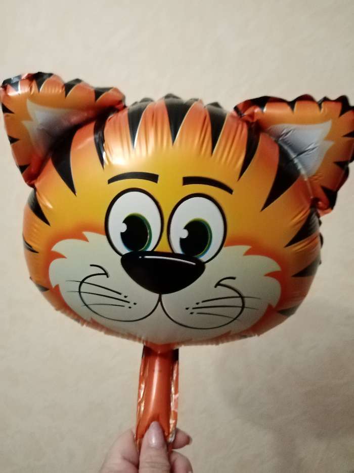 Фотография покупателя товара Шар фольгированный 10" «Голова тигра» для палочки, с клапаном, мини - Фото 1